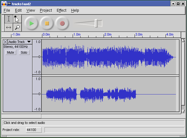 Screen shot of audacity.